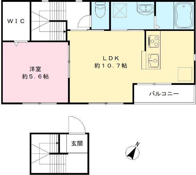 ホワイトテラス(1LDK/2階)の間取り写真
