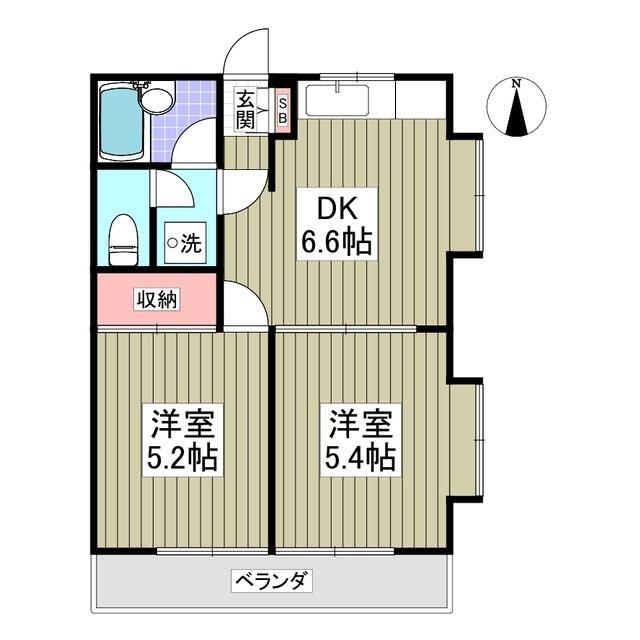 ハイム本丸II(2DK/2階)の間取り写真