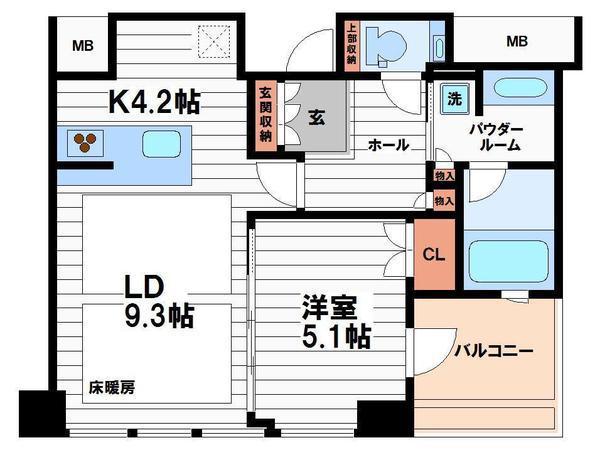 ザ・ファインタワー大手前(1LDK/14階)の間取り写真