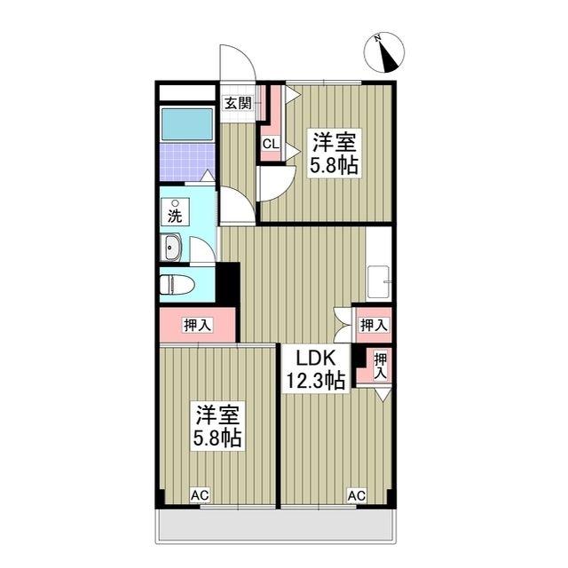 MIYAMAII-1(2DK/3階)の間取り写真