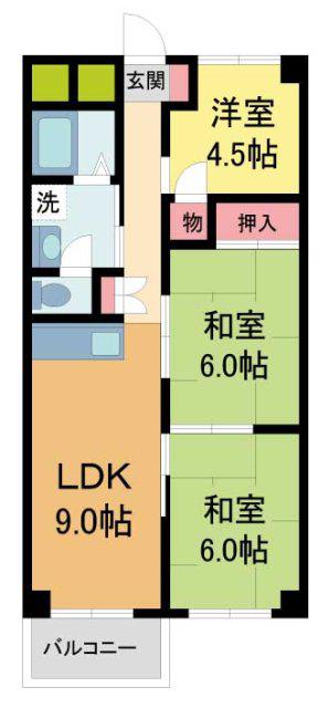 コボリクラスタ花屋敷(3LDK/2階)の間取り写真