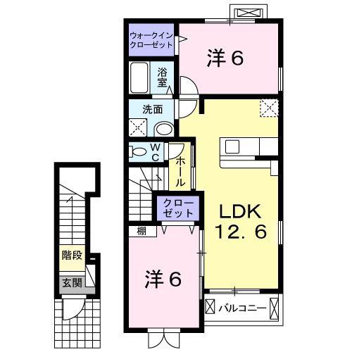ショーエン・パディー1(2LDK/2階)の間取り写真