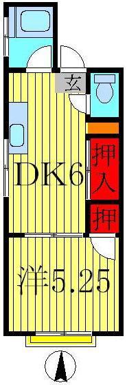 第一久松マンション(1DK/2階)の間取り写真