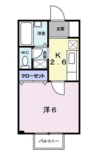 イグレック楯B(1K/1階)の間取り写真