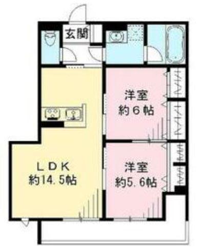 ユアメゾン加茂(2LDK/3階)の間取り写真