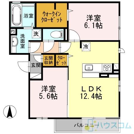 グレイス総持寺(2LDK/1階)の間取り写真