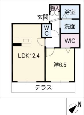 シャーメゾン休郷(1LDK/1階)の間取り写真