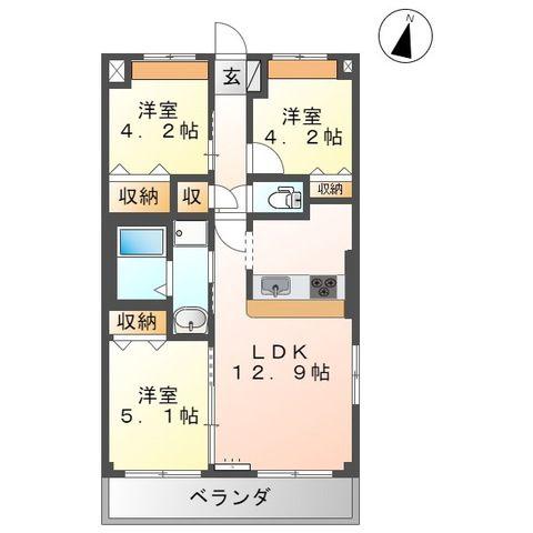 レジデンスガーデンIII(3LDK/2階)の間取り写真