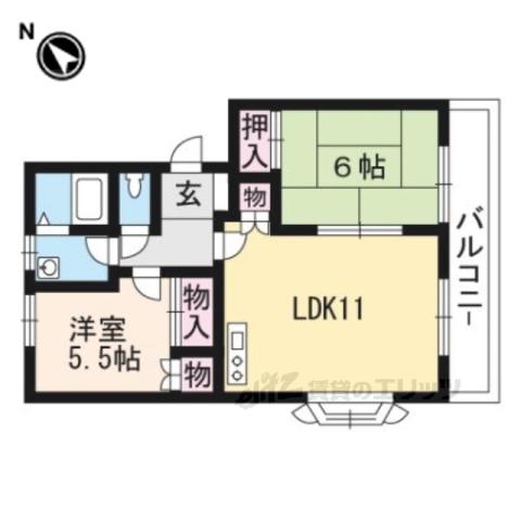 レジデンス藤(2LDK/1階)の間取り写真