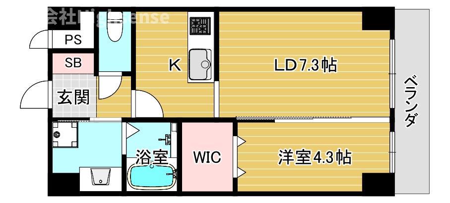 ファーシル千林(1LDK/1階)の間取り写真