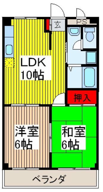 ミナモトマンション(2LDK/2階)の間取り写真