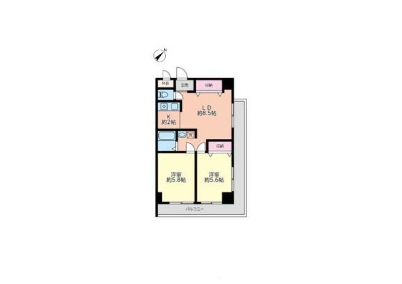 ライオンズマンション上尾原市第2(2LDK/3階)の間取り写真
