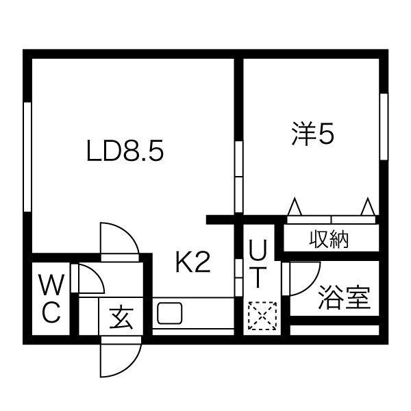 JYUNA(1LDK/3階)の間取り写真