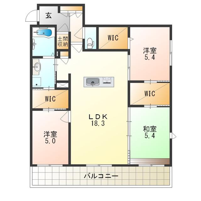 プレアマール イースト(3LDK/2階)の間取り写真