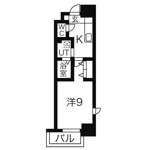 リシュドール鶴舞公園(1K/15階)の間取り写真