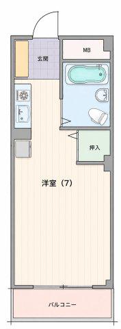 リヴェール六甲(ワンルーム/2階)の間取り写真