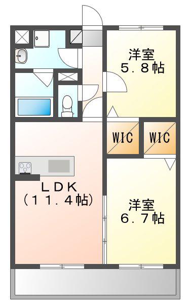 ARMONIE JIKE (2LDK/2階)の間取り写真