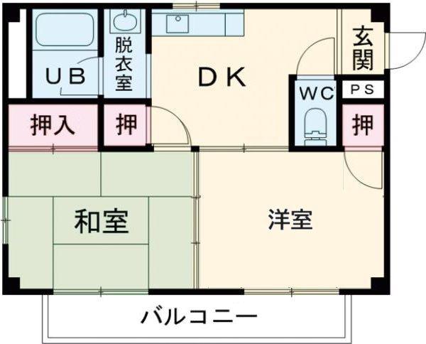 ハイツ晃武(2DK/2階)の間取り写真