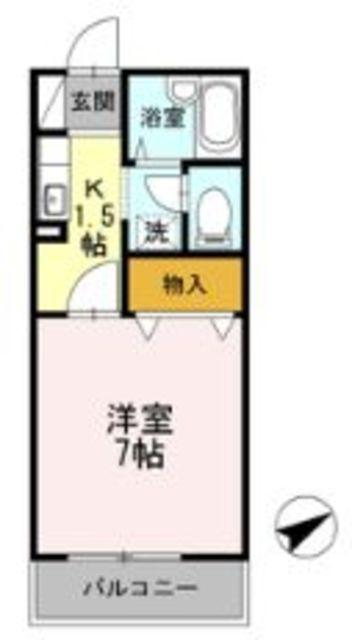 サンパティオA(1K/1階)の間取り写真