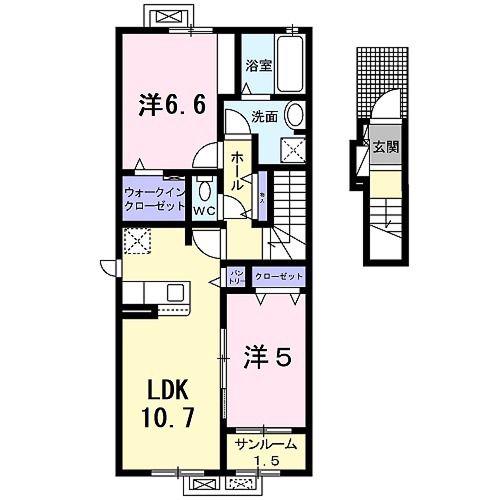クラール(2LDK/2階)の間取り写真