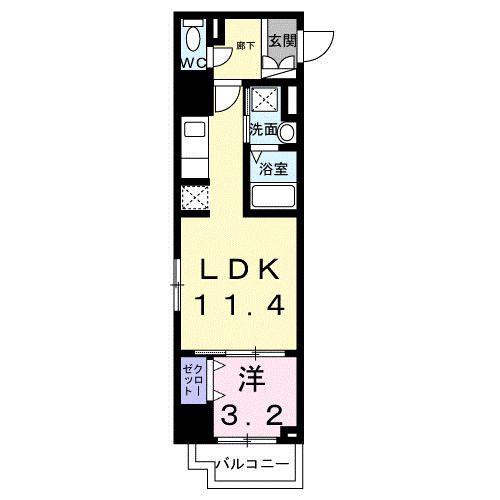 スアヴィス平塚八千代(1LDK/7階)の間取り写真