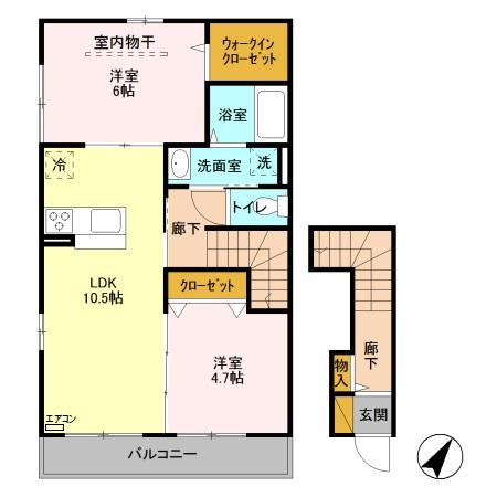 ＪＲ宇都宮線 久喜駅 徒歩14分 2階建 築10年(2LDK/2階)の間取り写真