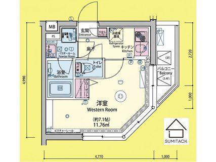 リヴシティ恵比寿(1K/4階)の間取り写真