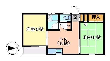 グリーンパーク広瀬(2DK/1階)の間取り写真
