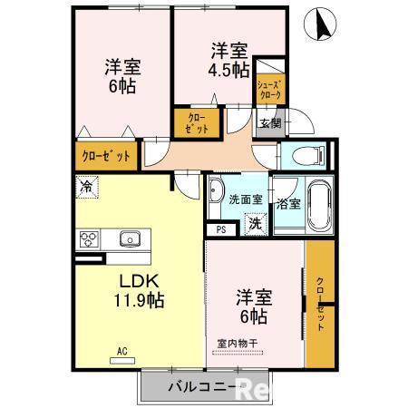 プレミアム弐番館(3LDK/2階)の間取り写真