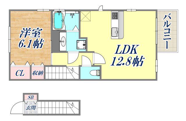 D-ROOM曾和(1LDK/1階)の間取り写真