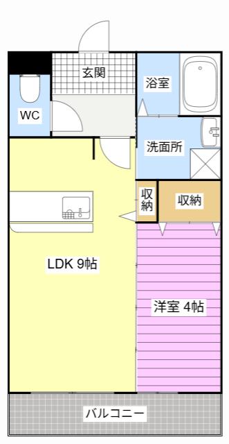 パレット名塚(1LDK/2階)の間取り写真