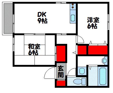 セジュール天神(2DK/2階)の間取り写真
