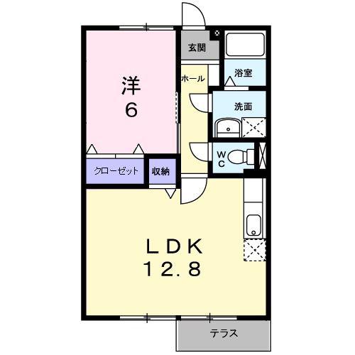 ハイム山口(1LDK/1階)の間取り写真