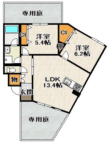 ARCO LUOGO(2LDK/1階)の間取り写真