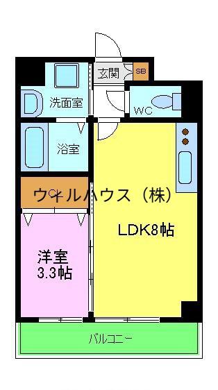 スプランディッド堺東(1LDK/11階)の間取り写真