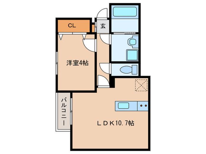 クレオン姪浜弐番館(1LDK/1階)の間取り写真