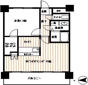 サンセイル西台(1LDK/6階)の間取り写真