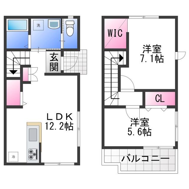 フォレストメゾン高石(2LDK/2階)の間取り写真