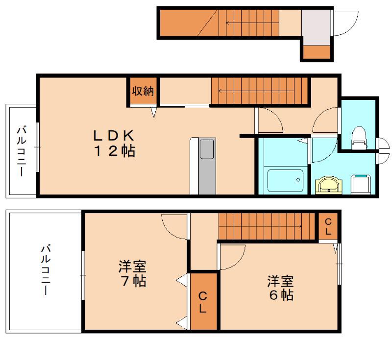 サンシャインブリッジ(2LDK/2階)の間取り写真