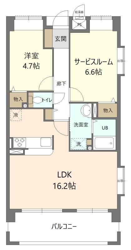 フローラルマキノ(2LDK/6階)の間取り写真