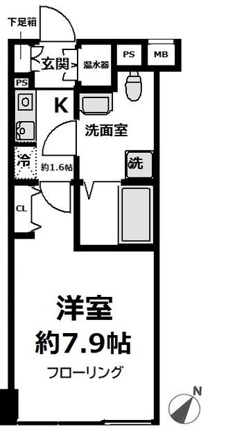 ラビバーレ阪東橋(1K/4階)の間取り写真
