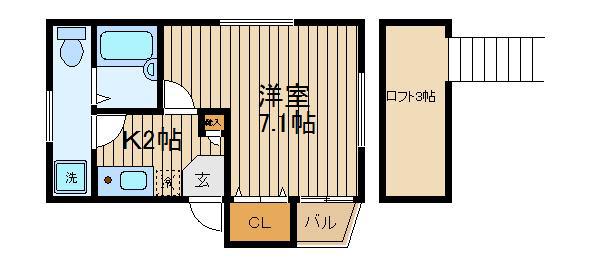 アムハウス田無ツー(1K/2階)の間取り写真