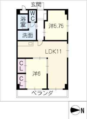ライフ21SUWA(2LDK/3階)の間取り写真