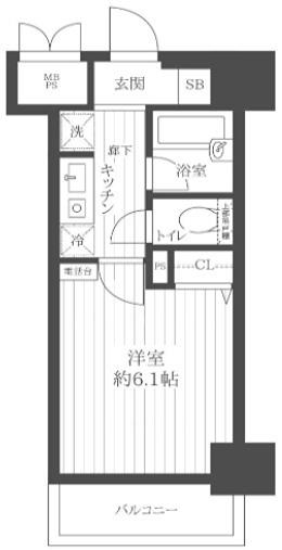 日神パレステージ三軒茶屋II(1K/3階)の間取り写真