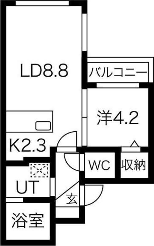 ヴィラ・アーバーナ桑園(1LDK/4階)の間取り写真