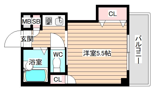 ステイトリー川口屋(1K/4階)の間取り写真