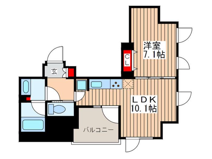 ラ・ヴィータ東上野(1LDK/6階)の間取り写真