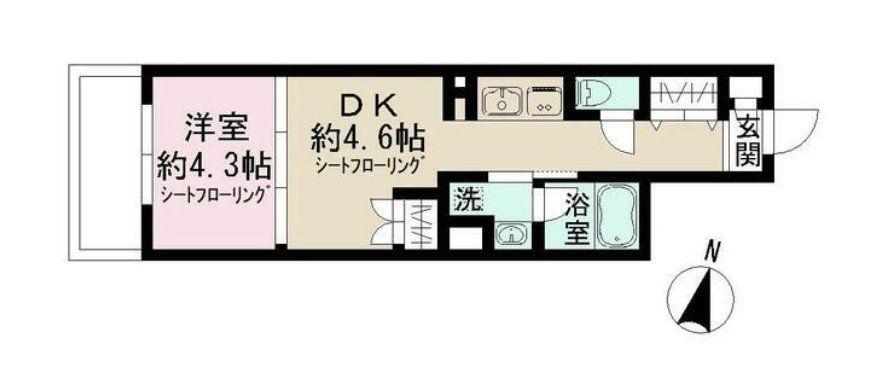 アドミラル碑文谷(1DK/2階)の間取り写真