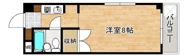 広島電鉄宮島線 楽々園駅 徒歩14分 3階建 築34年(ワンルーム/2階)の間取り写真
