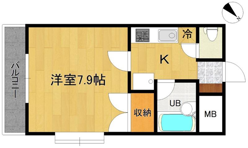 サンメゾン土樋(1K/2階)の間取り写真